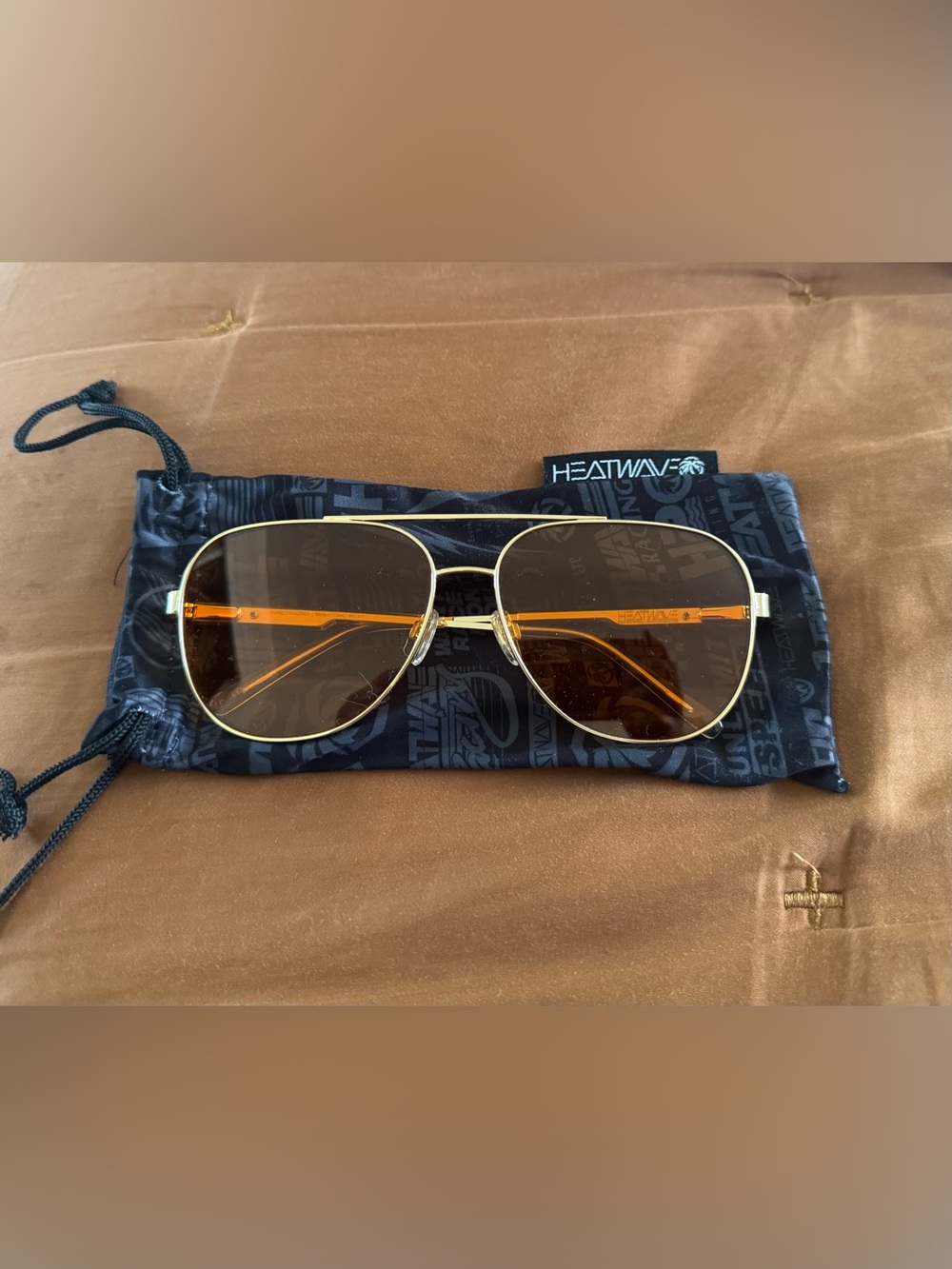 Women's Gold Aviator Sunglasses with Amber Lenses